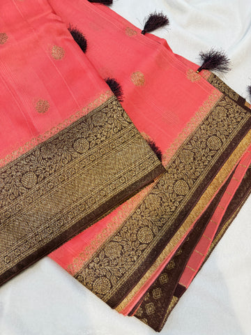 Banaras Tussar- Dark Peach