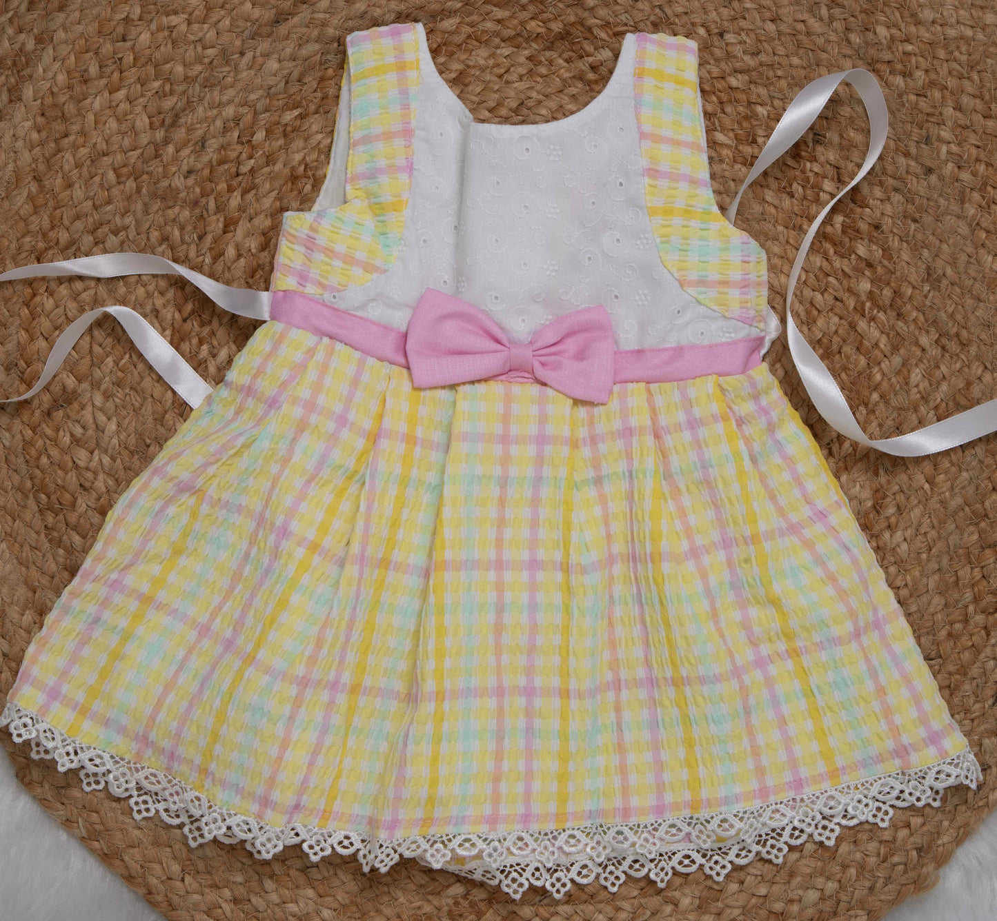 Cotton Frock -Yellow and Pink-2682