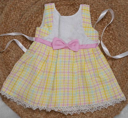 Cotton Frock -Yellow and Pink-2682