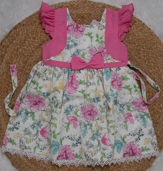Cotton Frock Pink and Orange-2770