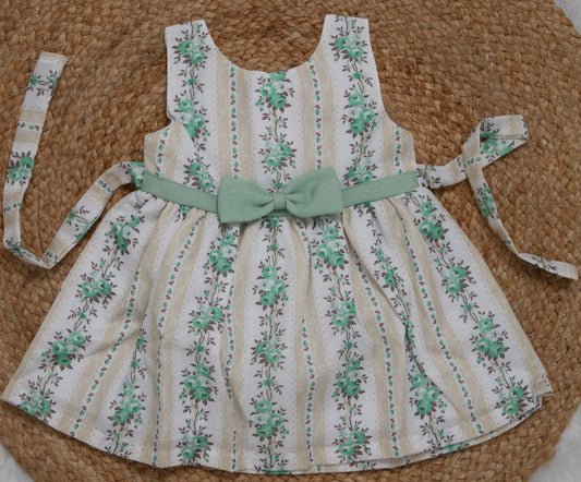 Cotton Frock Green and Pink-2803