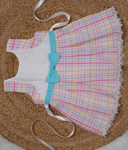 Cotton Frock -Yellow and Pink-2682
