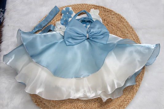 Fancy frock - Sky Blue , lavender Double Shade 816