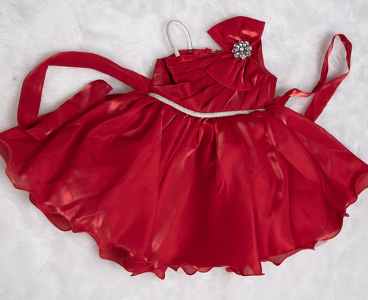 Party Frock Red Belted - 830