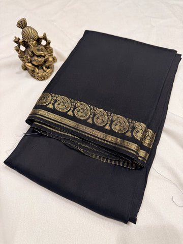 Crepe Silk with Mango Border-Black