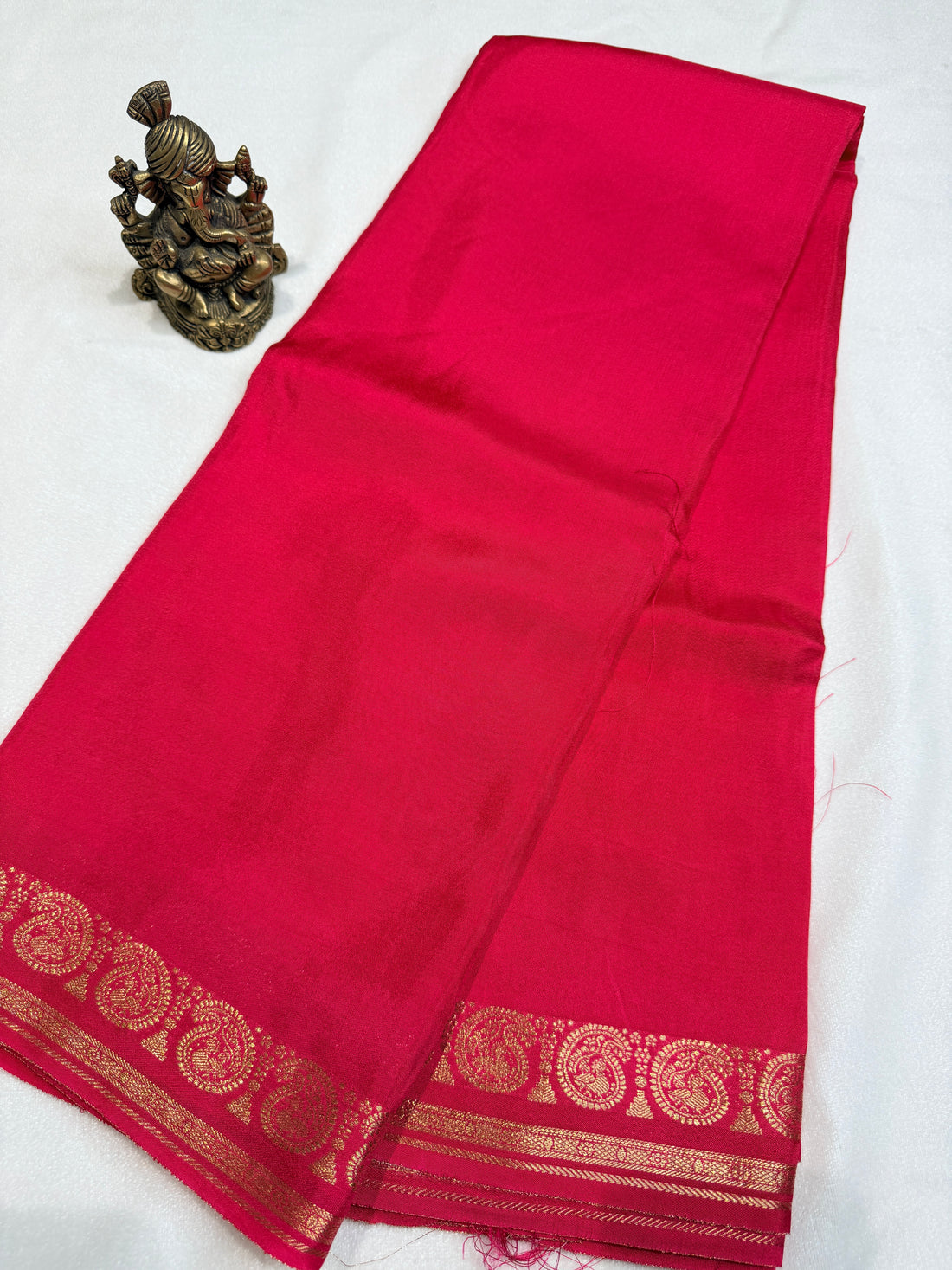 Crepe Silk with Mango Border-Dark Pink