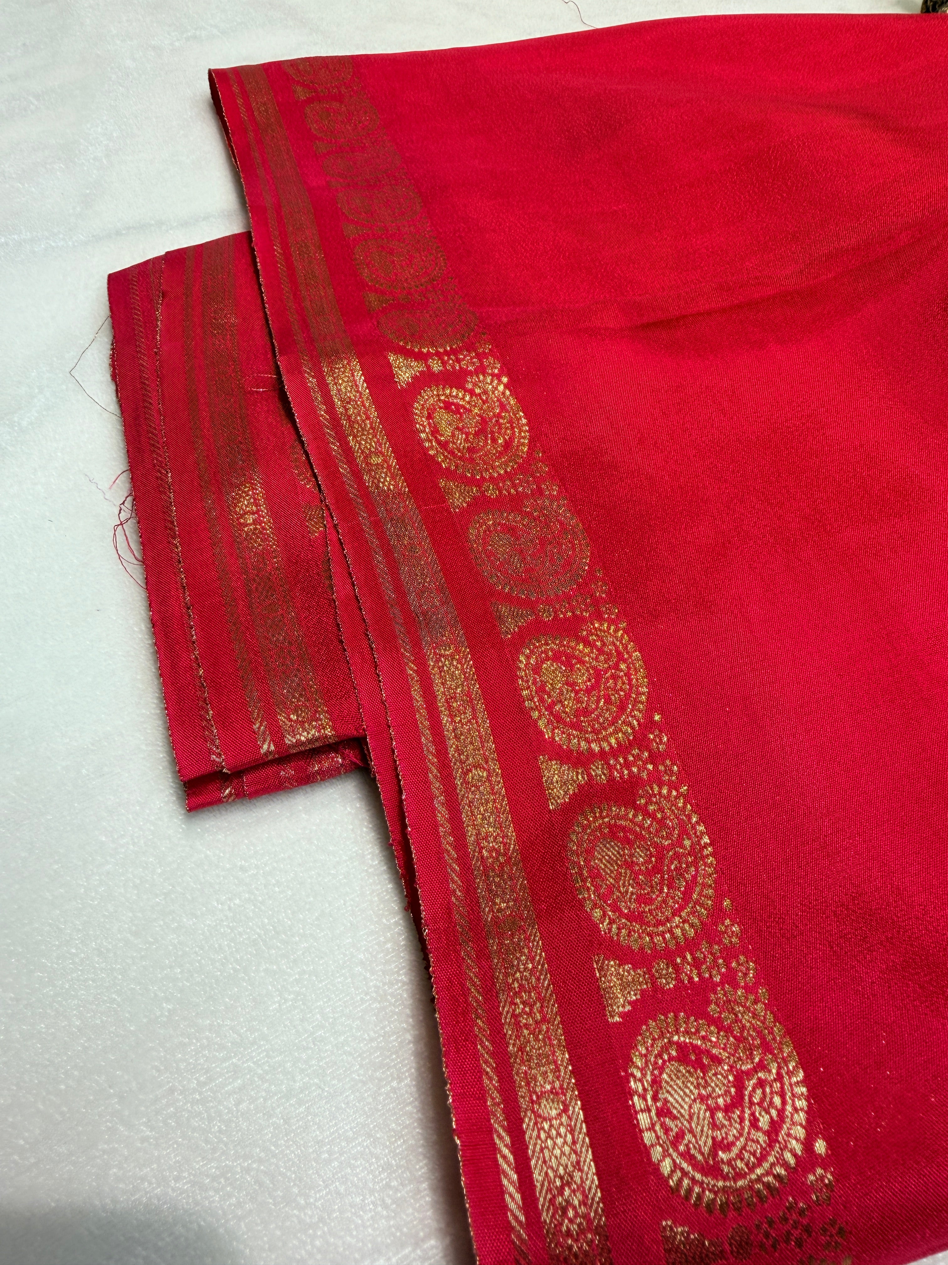 Crepe Silk with Mango Border-Dark Pink