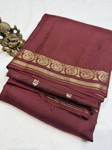 Crepe Silk with Mango Border-Brown