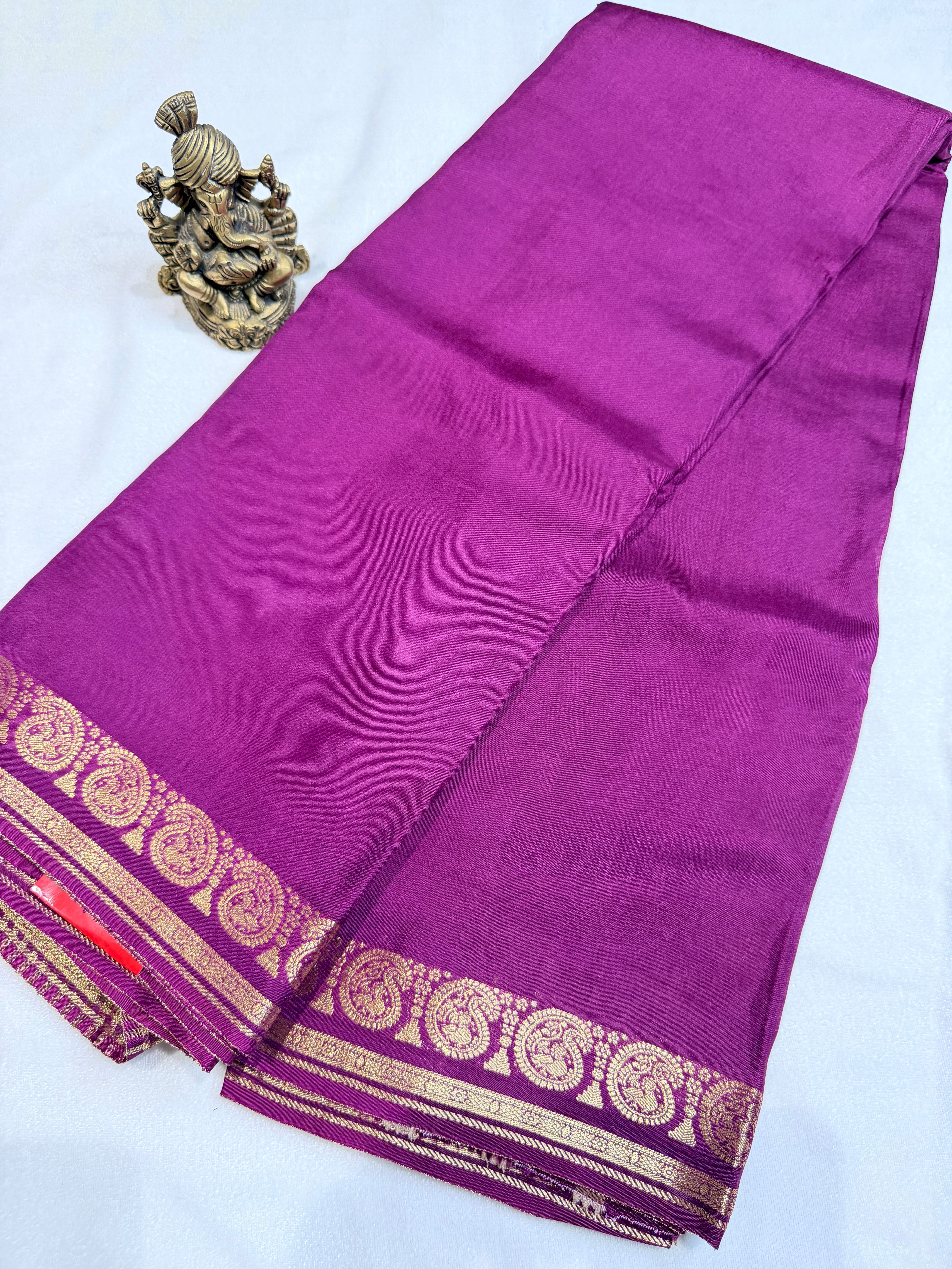 Crepe Silk with Mango Border-Purple