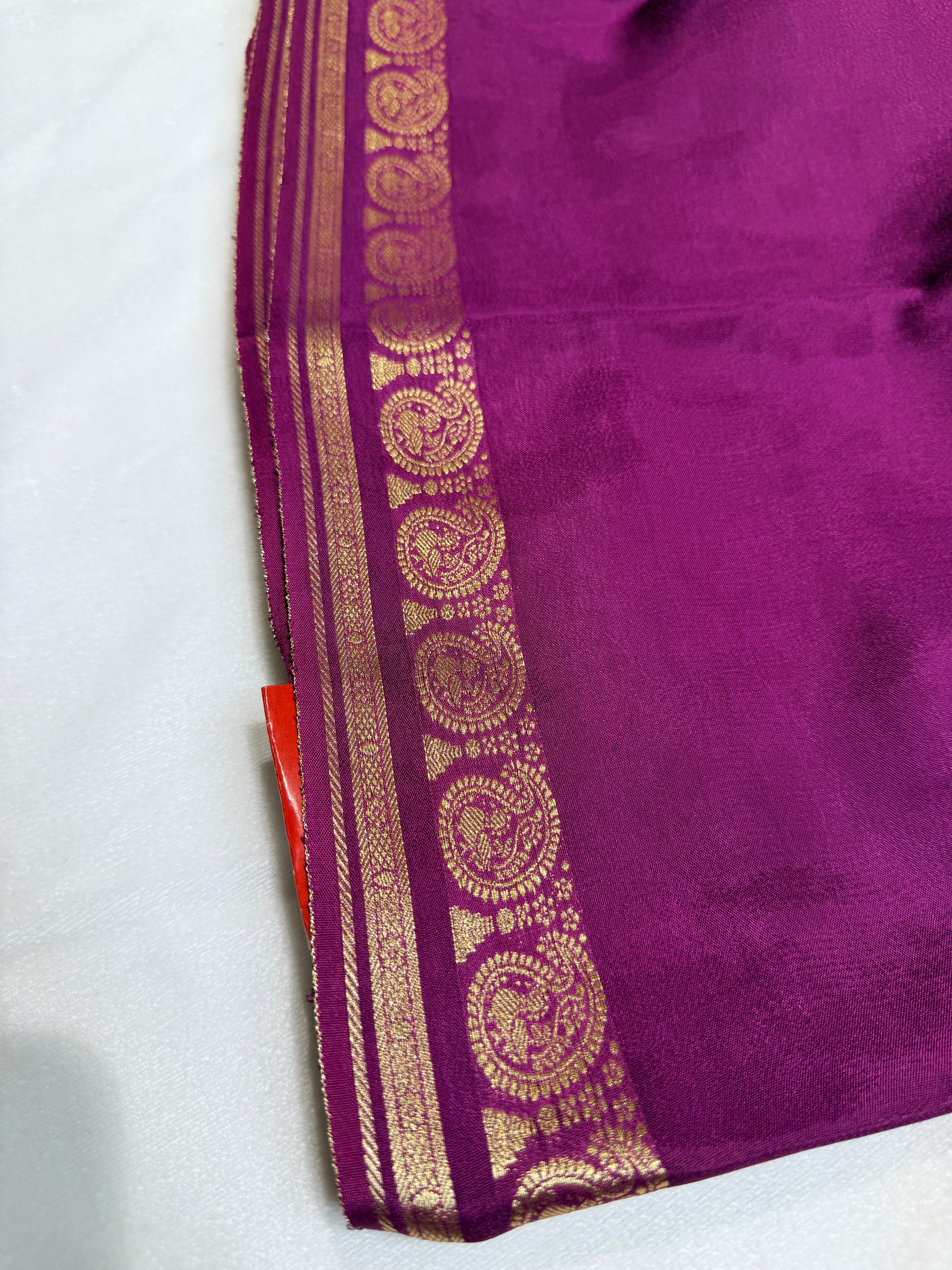 Crepe Silk with Mango Border-Purple