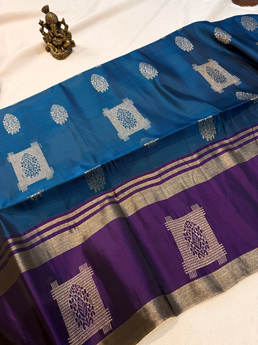 Soft Silk Peacock Blue and Purple