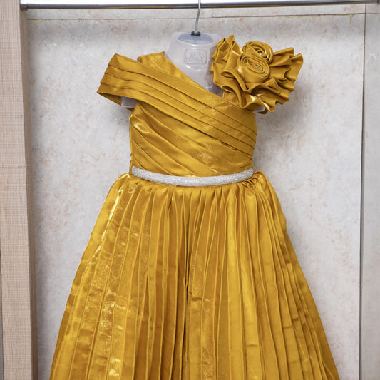 Flower pattern frock - gold