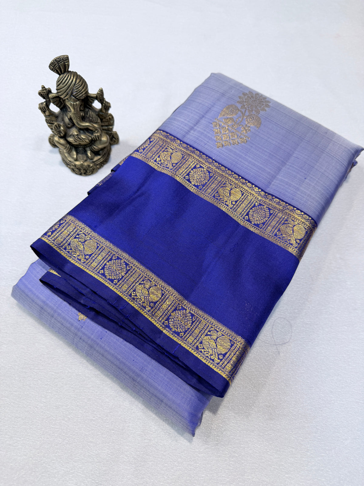 Pure Handloom Kanjivaram- Lavender Blue