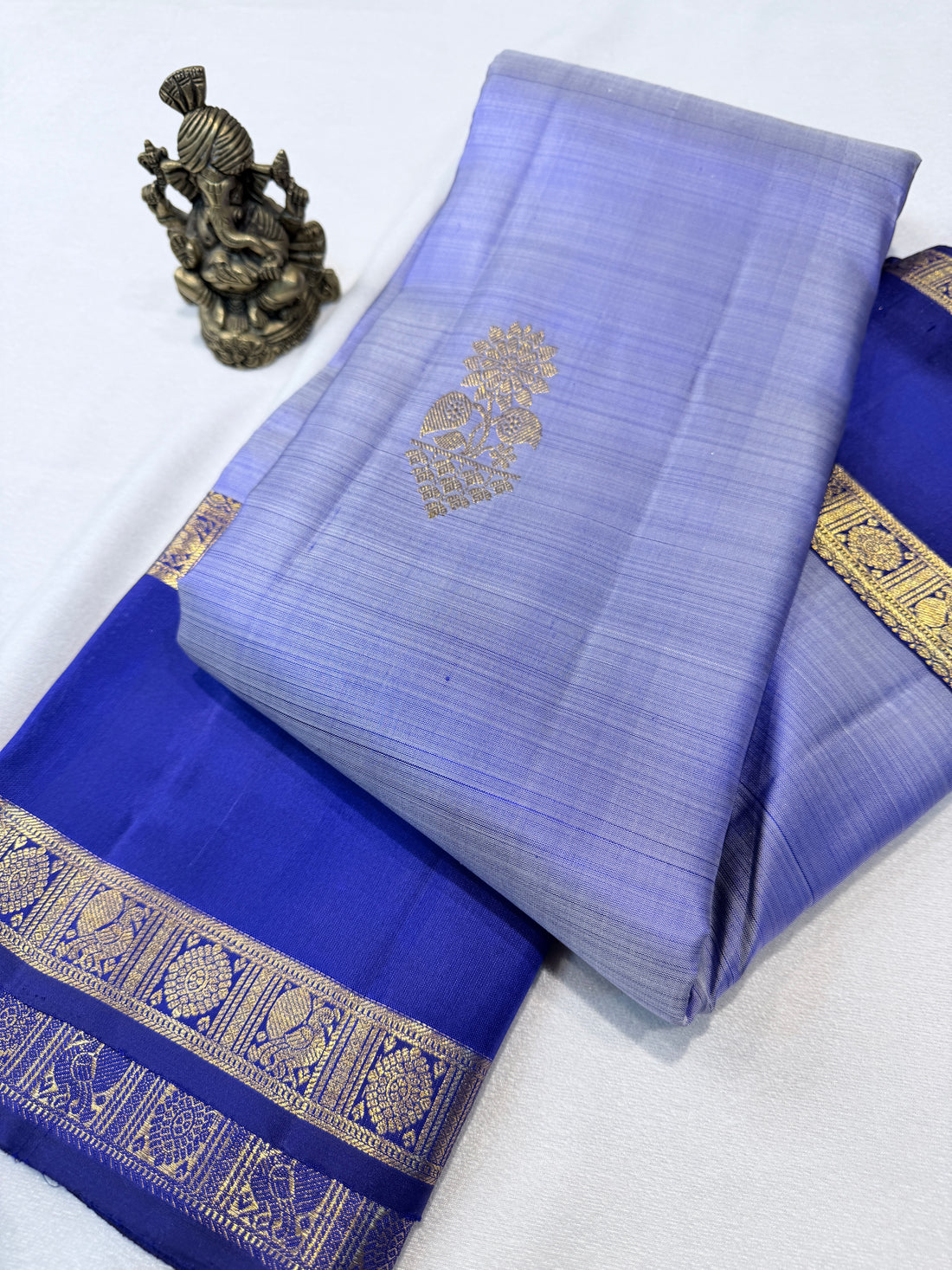 Pure Handloom Kanjivaram- Lavender Blue