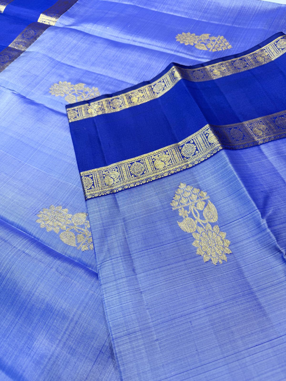 Pure Handloom Kanjivaram- Lavender Blue
