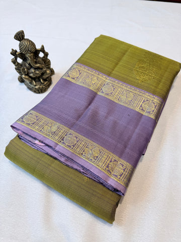 Pure Handloom Kanjivaram- Mehendi Green
