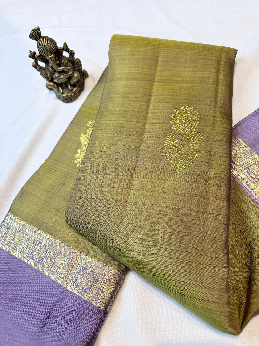 Pure Handloom Kanjivaram- Mehendi Green