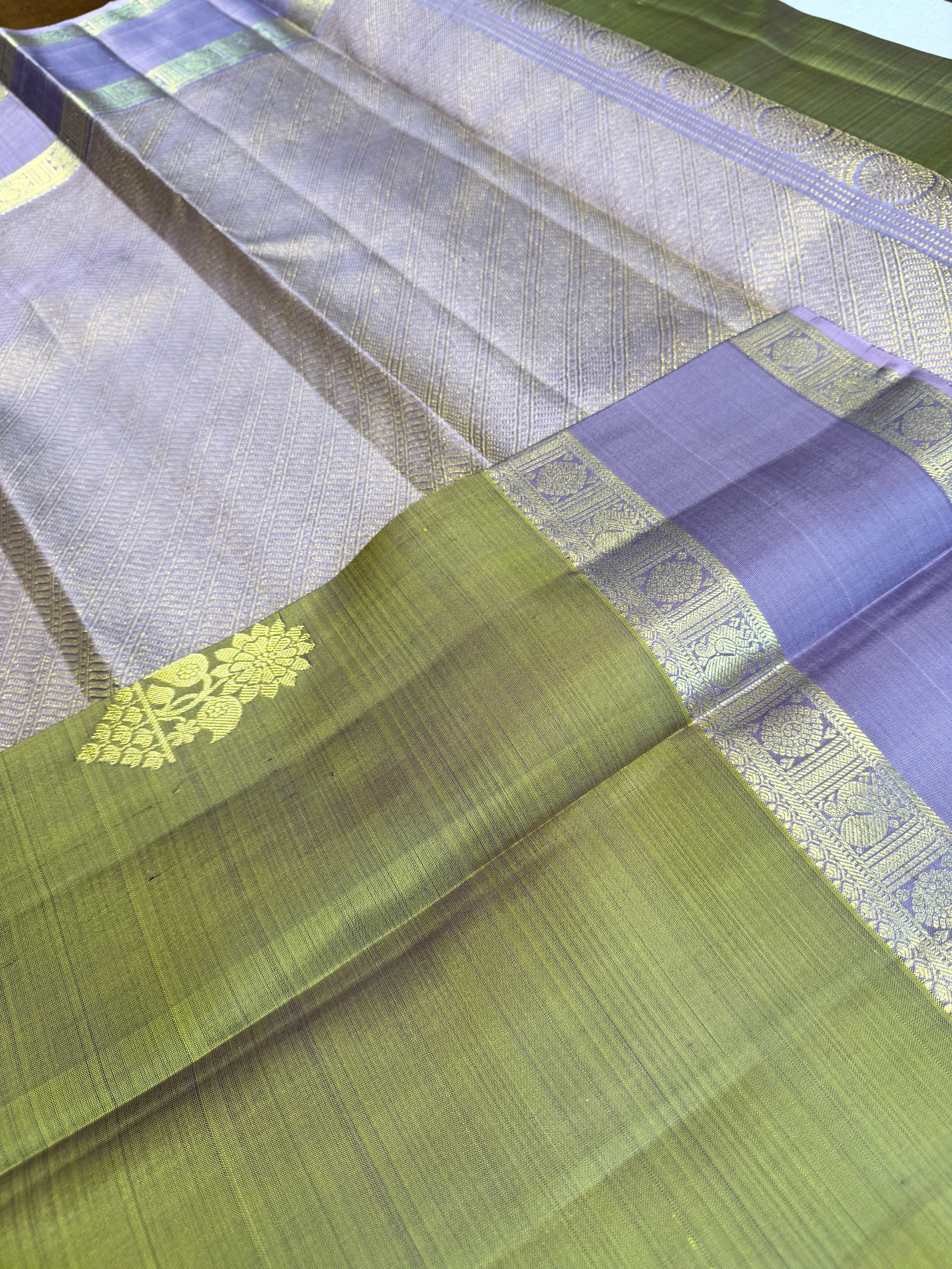 Pure Handloom Kanjivaram- Mehendi Green