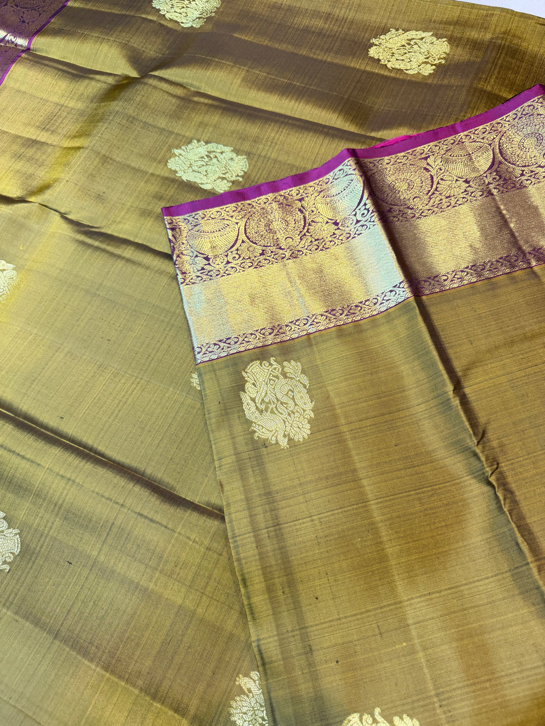 Pure Handloom Kanjivaram- Mehendi Green