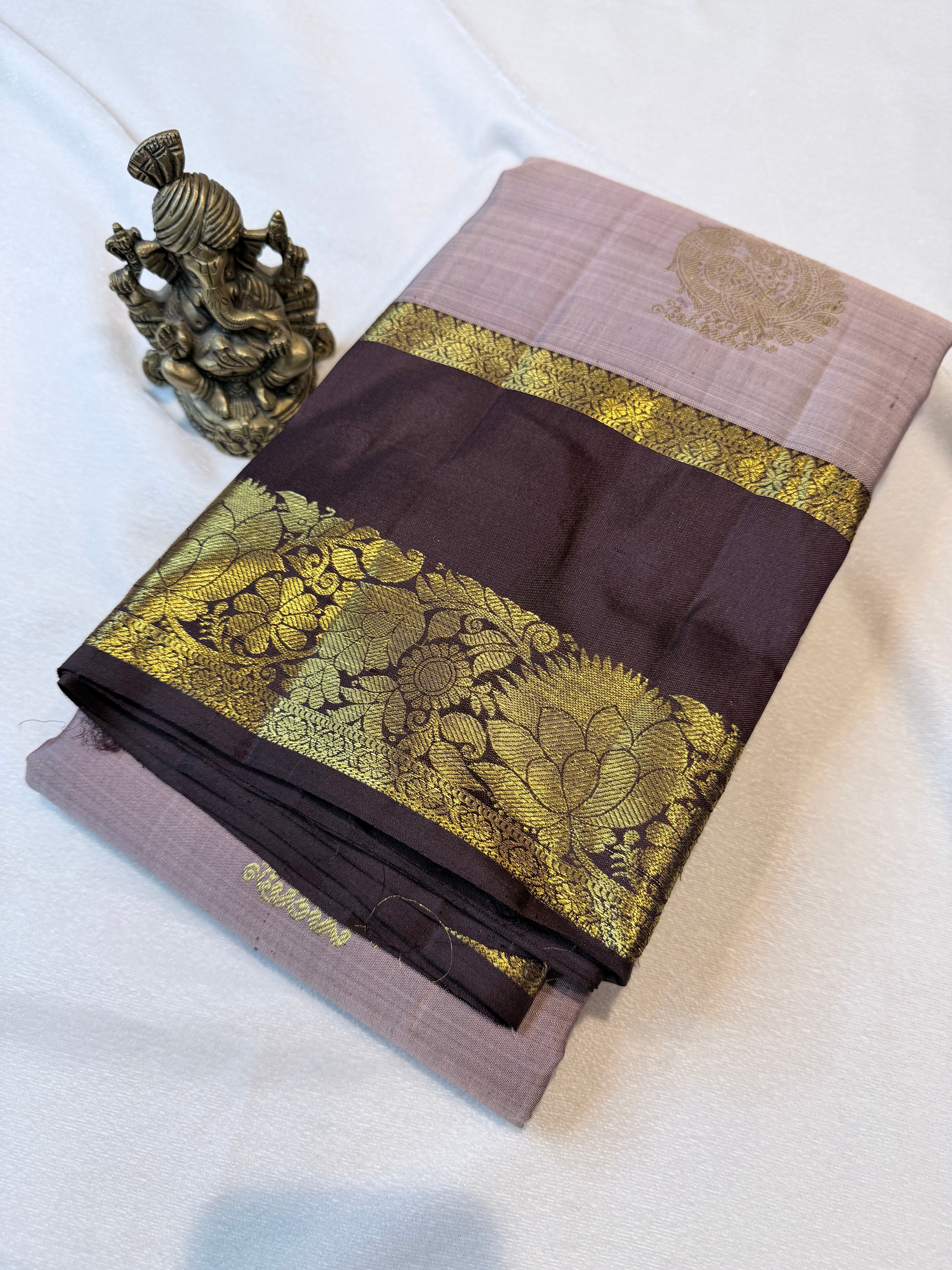 Pure Handloom Kanjivaram-Onion Brown