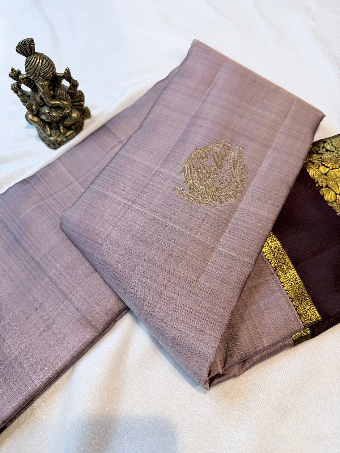 Pure Handloom Kanjivaram-Onion Brown