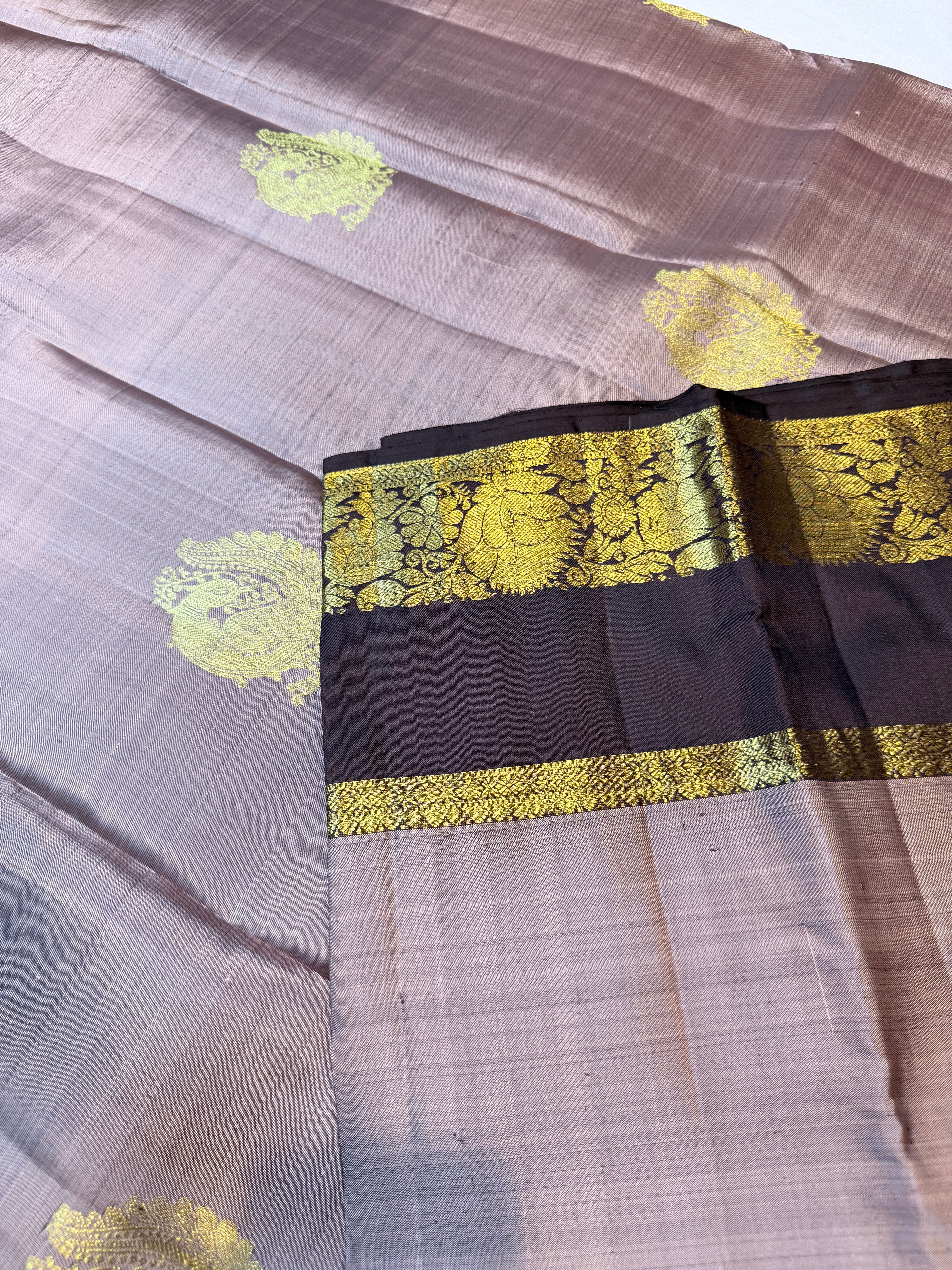 Pure Handloom Kanjivaram-Onion Brown