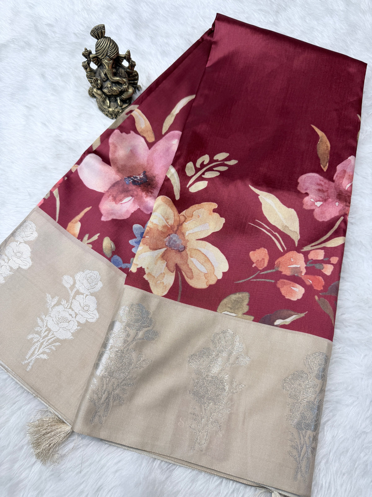 Fancy Satin Silk- Maroon