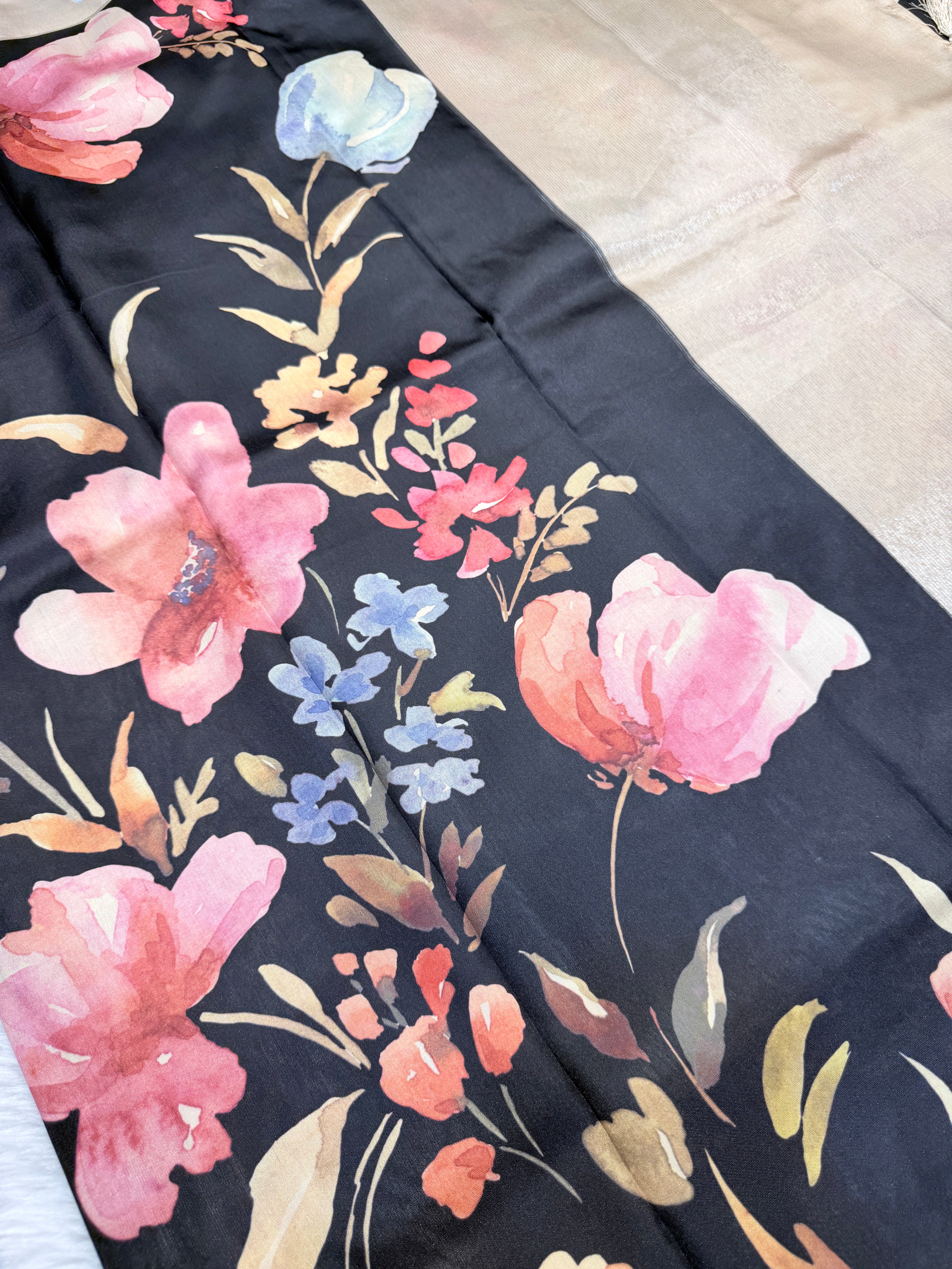 Fancy Satin Silk- Black