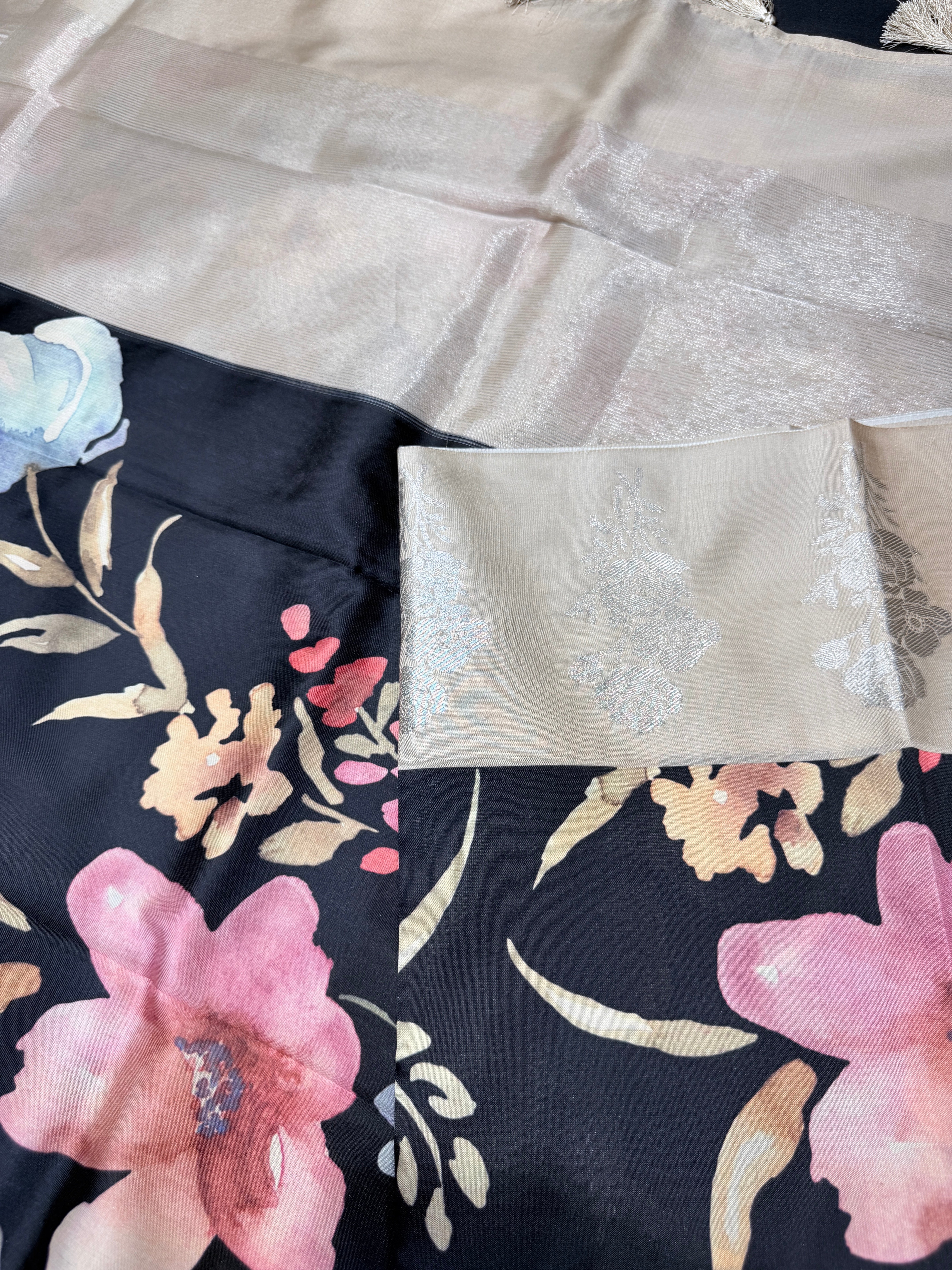 Fancy Satin Silk- Black