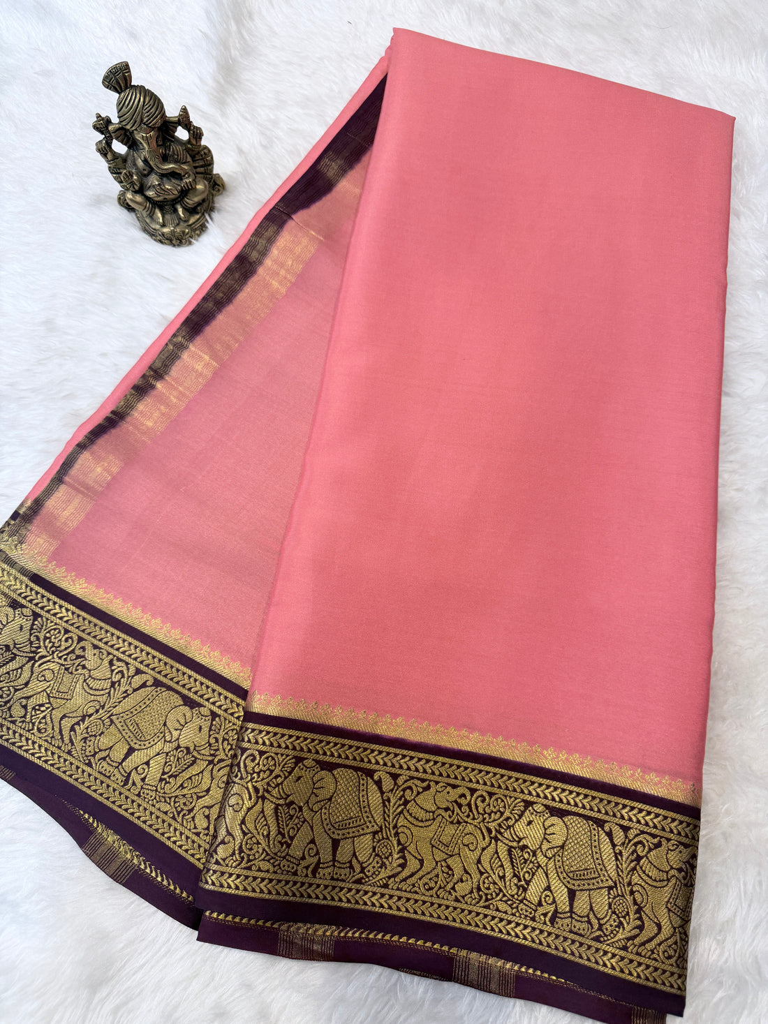 Pure Mysore Crepe Silk- Peach