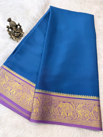 Pure Mysore Crepe Silk- Peacock Blue