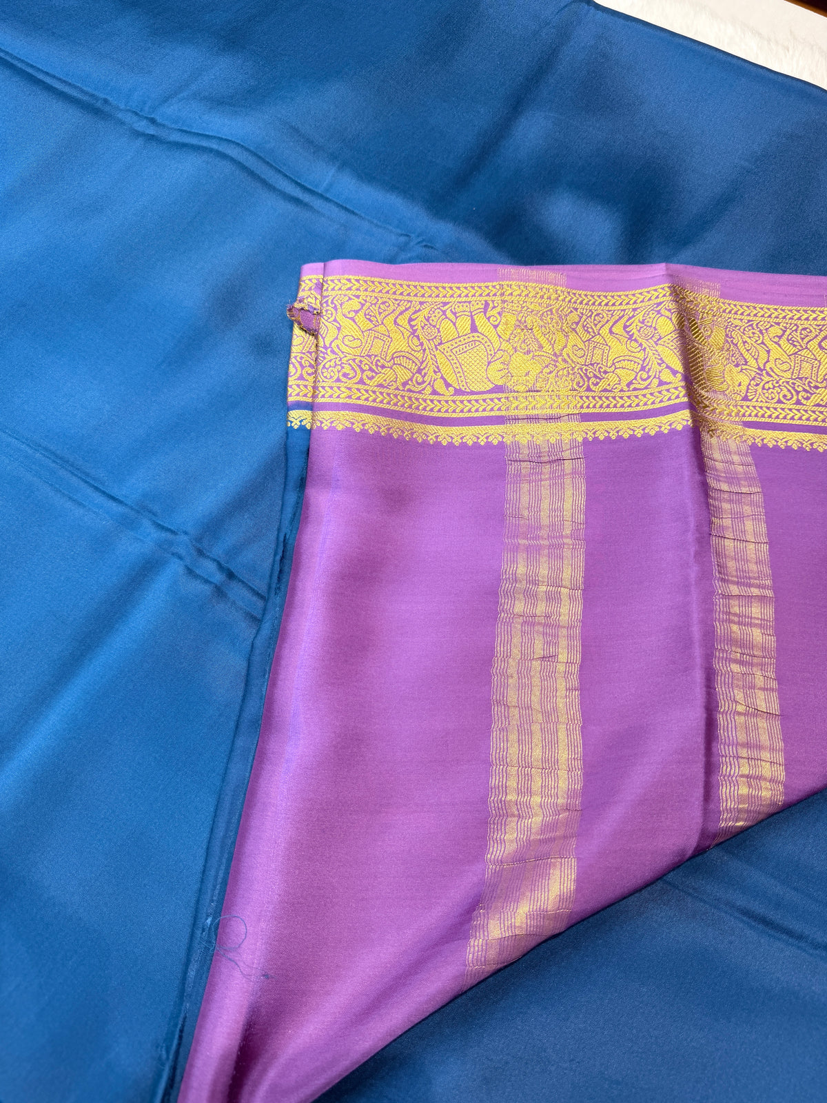 Pure Mysore Crepe Silk- Peacock Blue