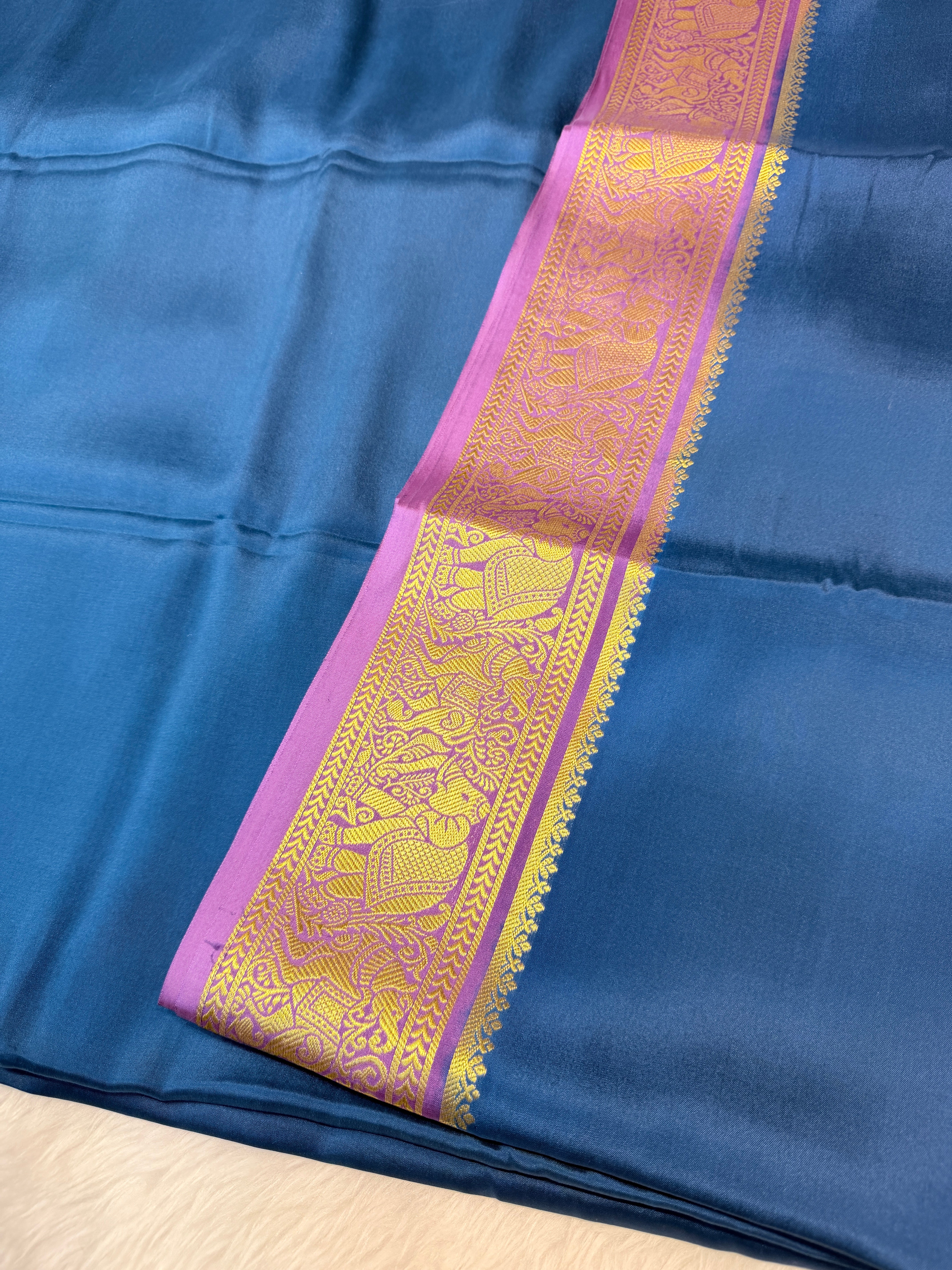 Pure Mysore Crepe Silk- Peacock Blue