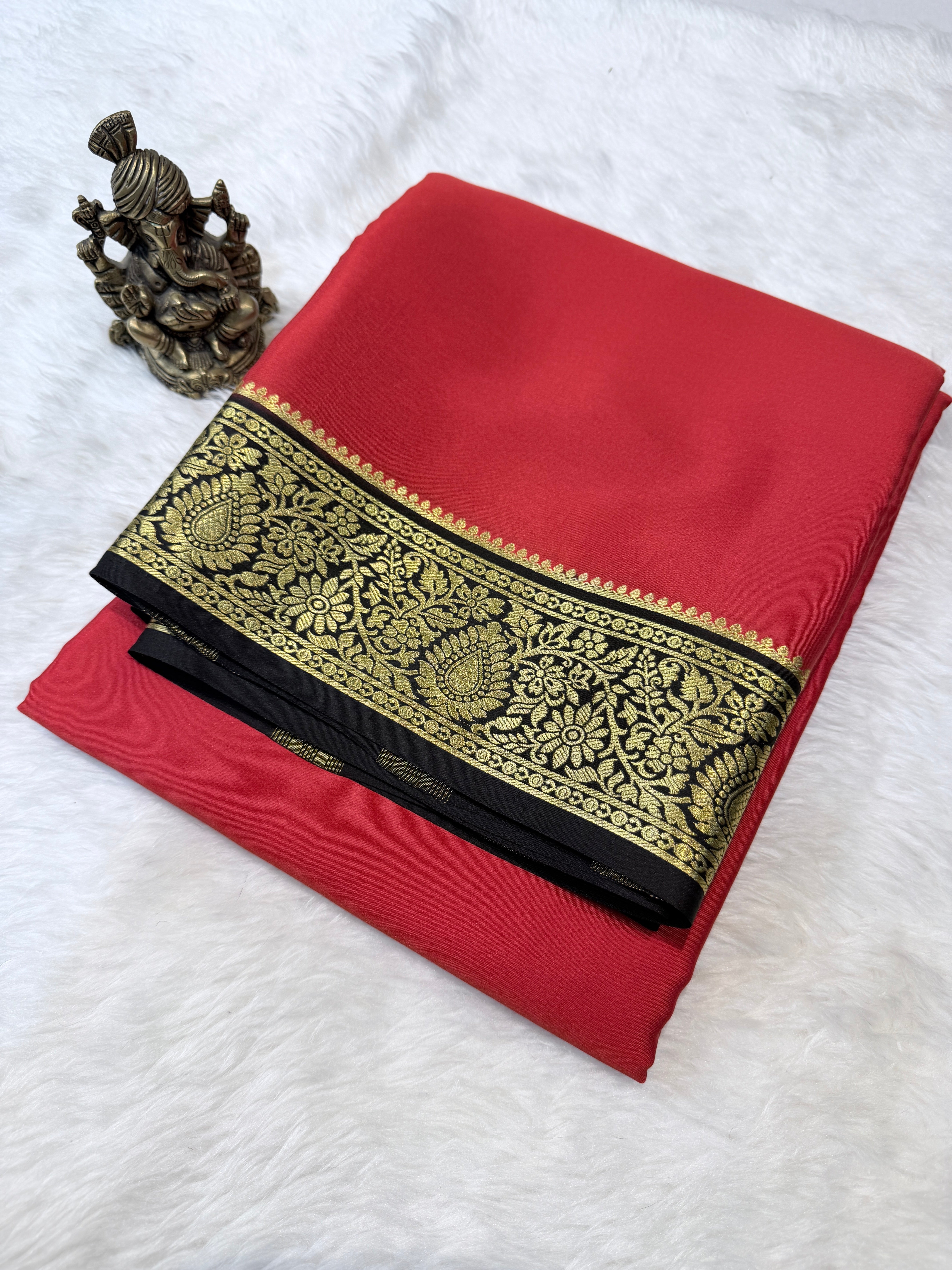Pure Mysore Crepe Silk- Red