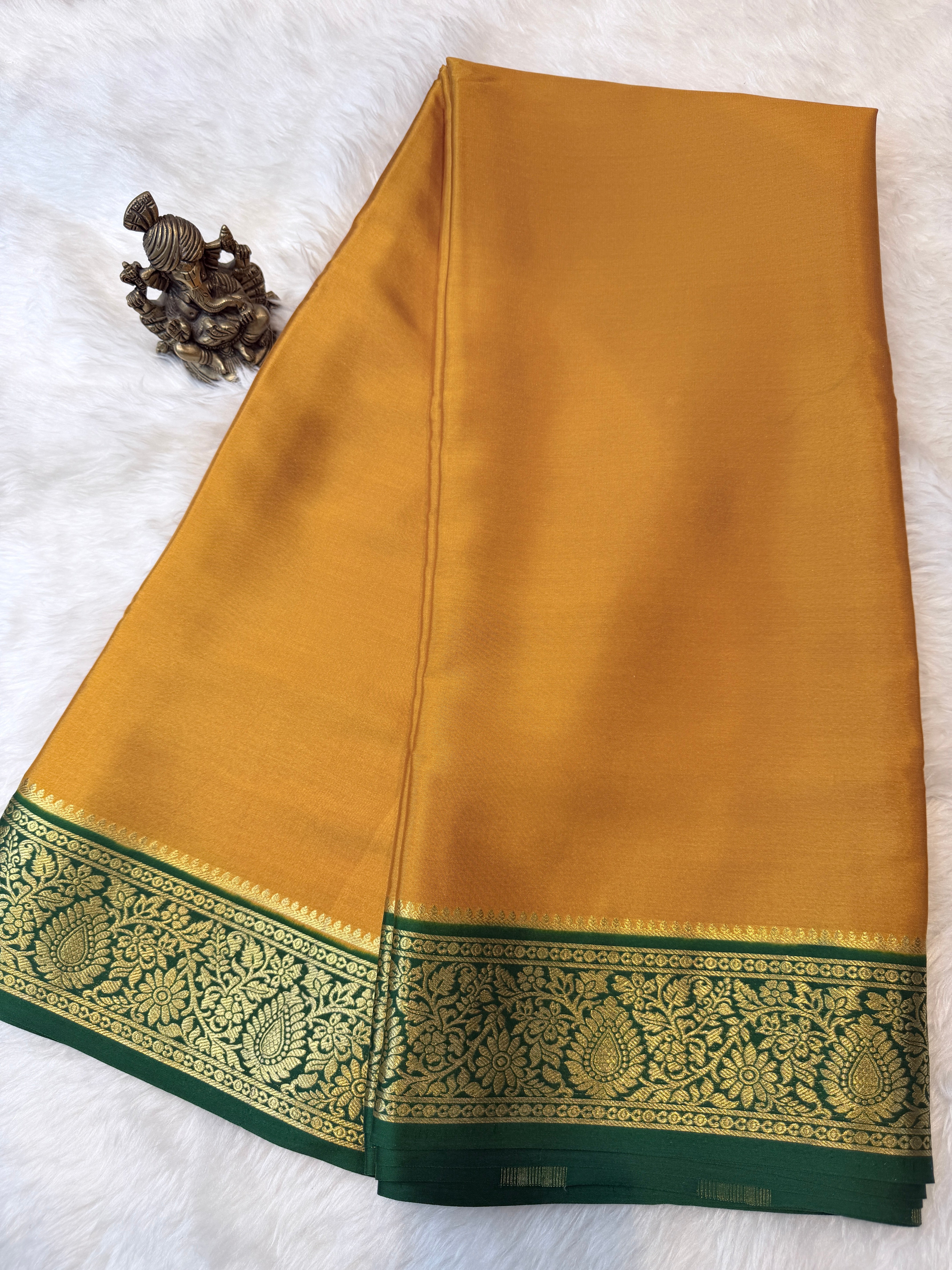 Pure Mysore Crepe Silk- Mustard