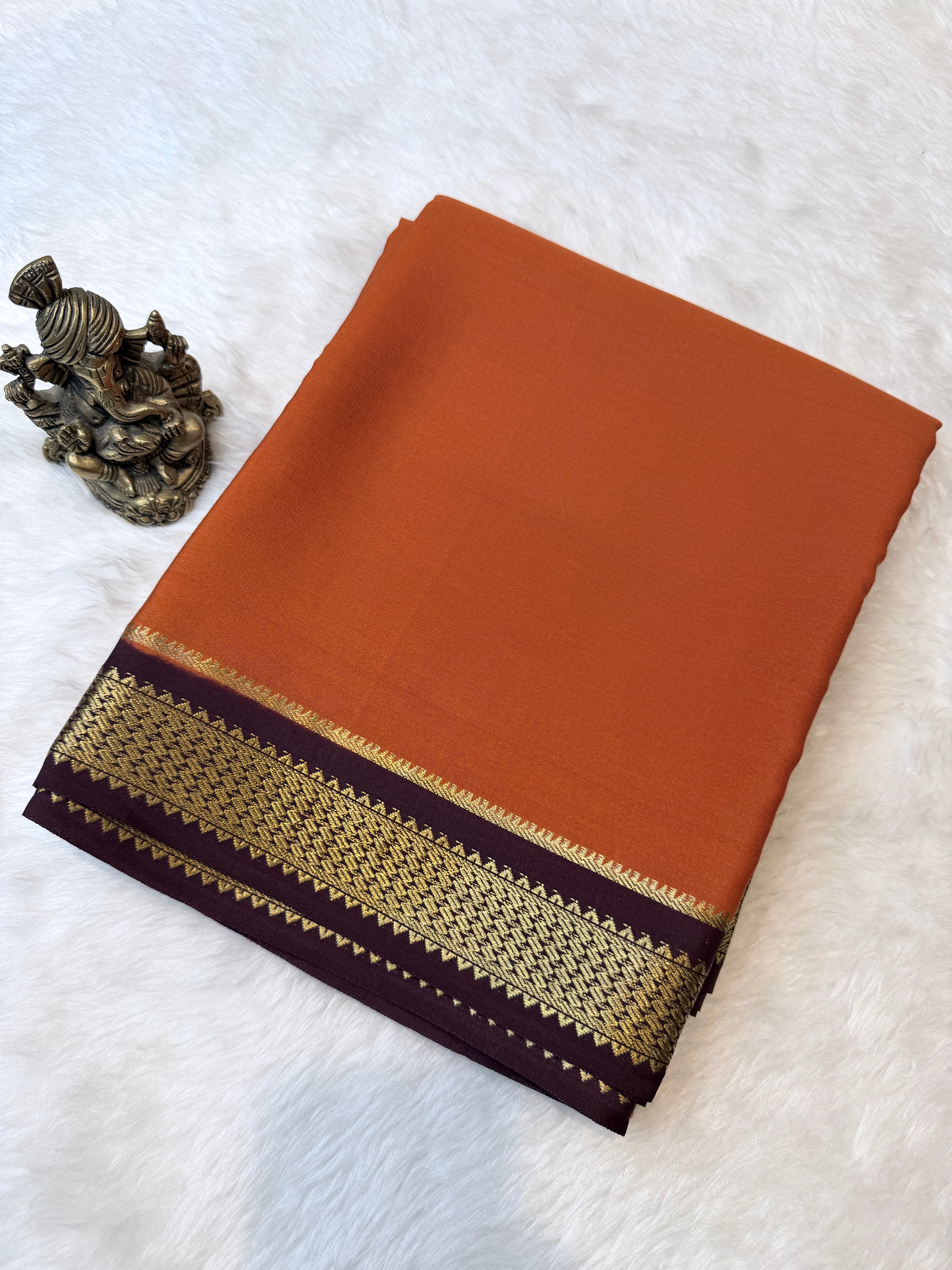 Pure Mysore Crepe Silk- Rust Orange