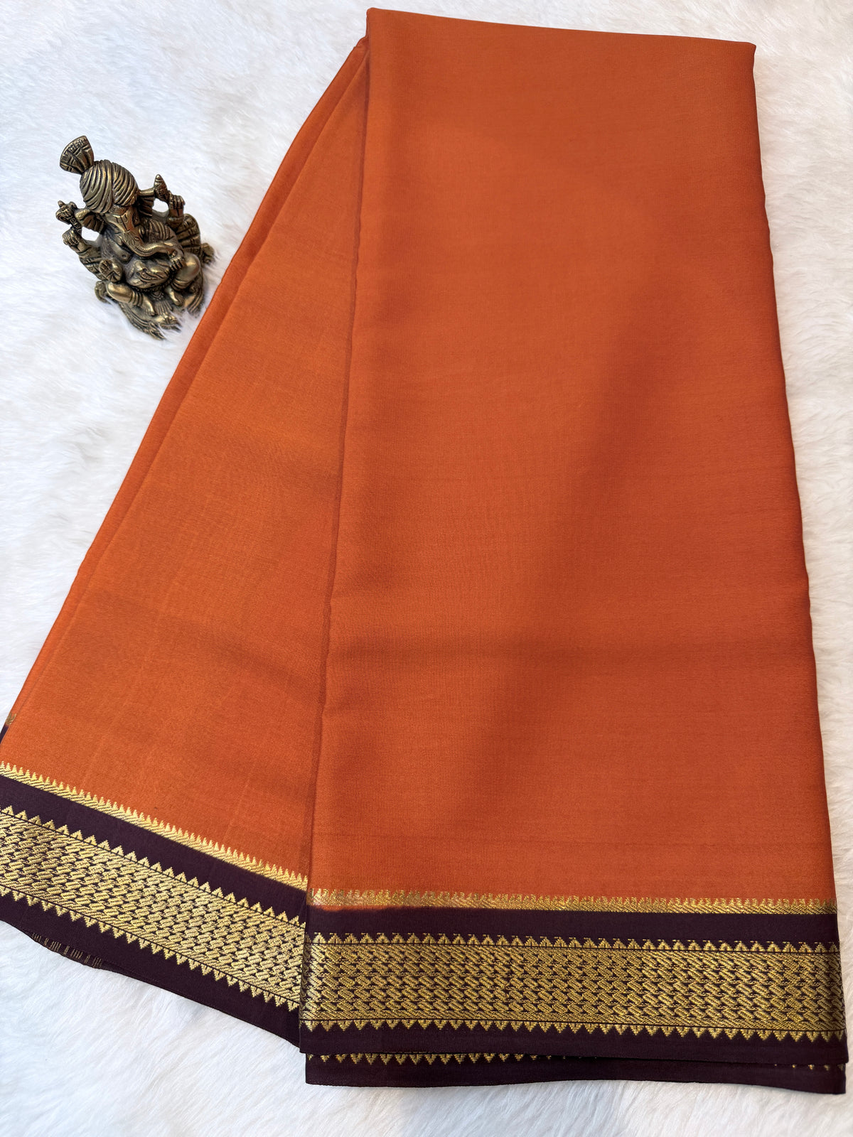 Pure Mysore Crepe Silk- Rust Orange