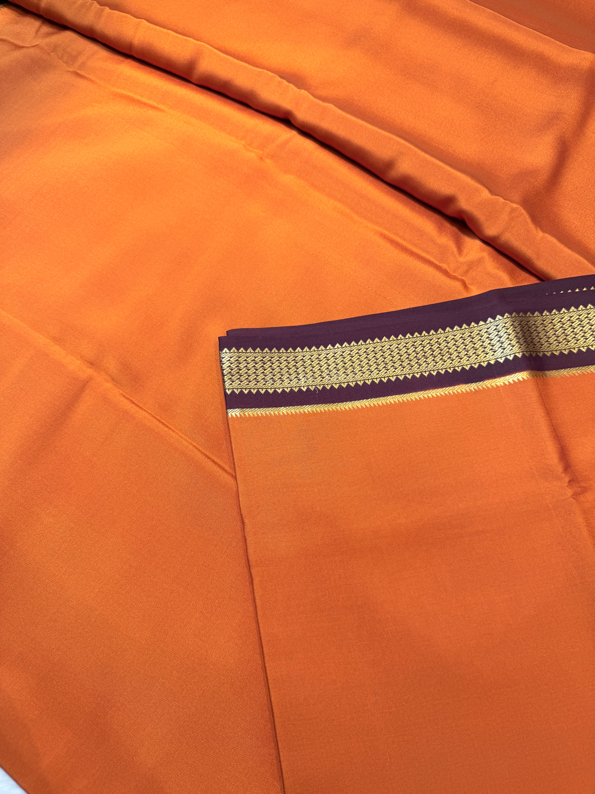 Pure Mysore Crepe Silk- Rust Orange