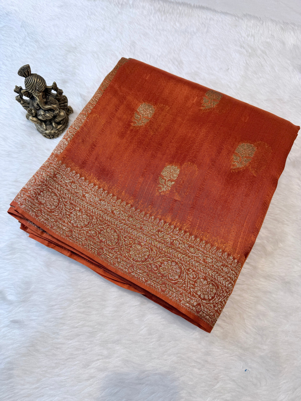 Banaras Raw Silk- Rust Orange