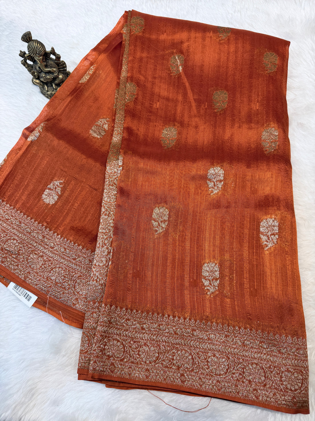 Banaras Raw Silk- Rust Orange