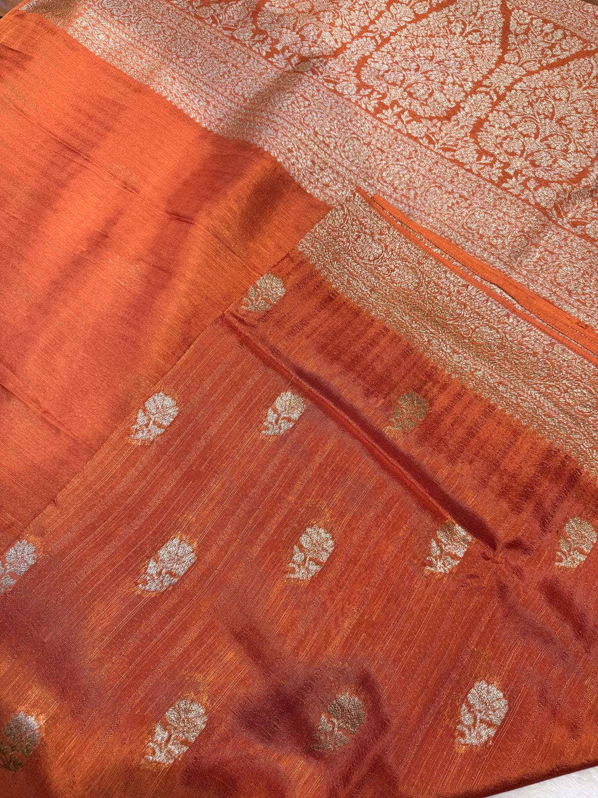 Banaras Raw Silk- Rust Orange