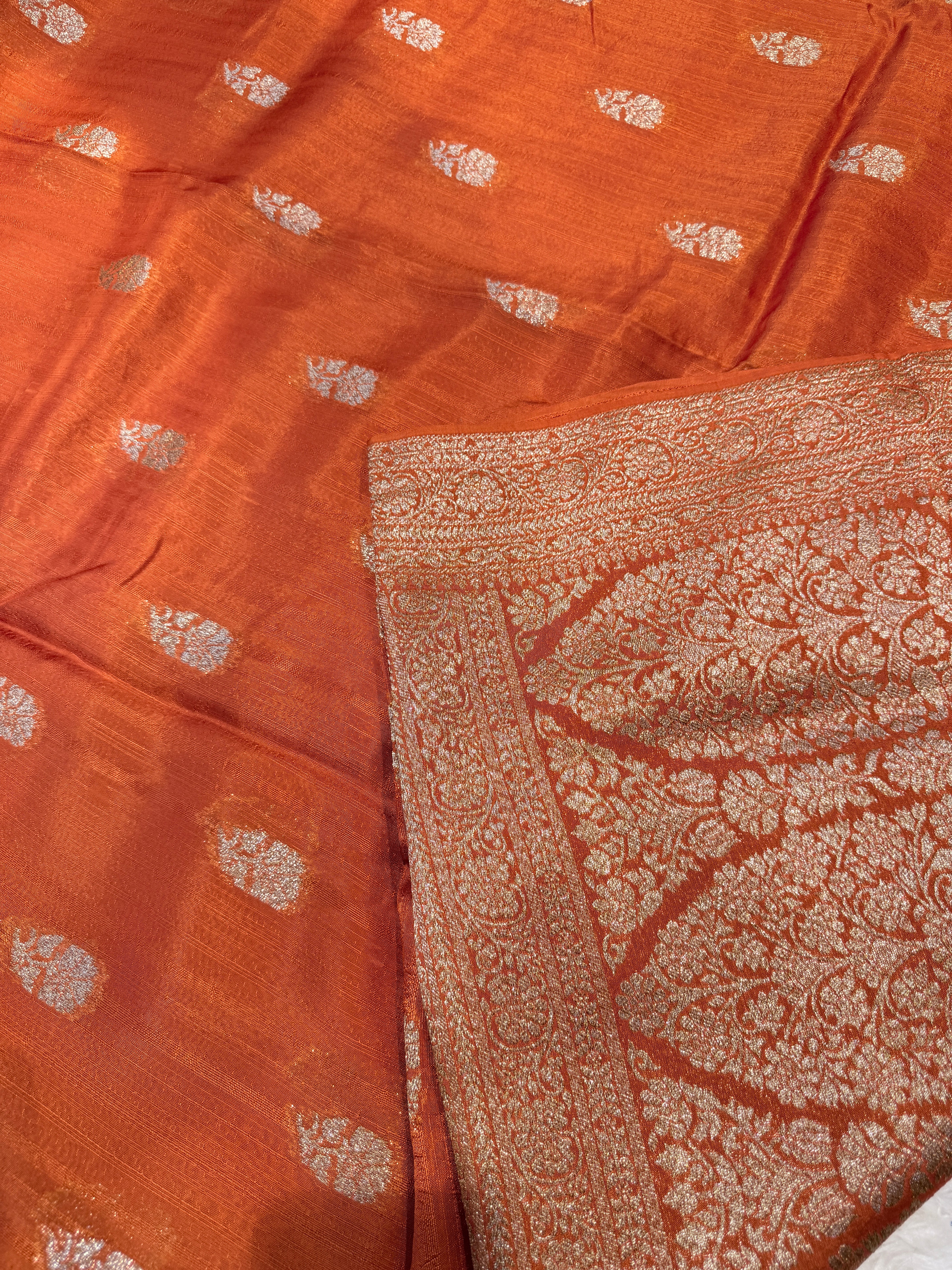 Banaras Raw Silk- Rust Orange