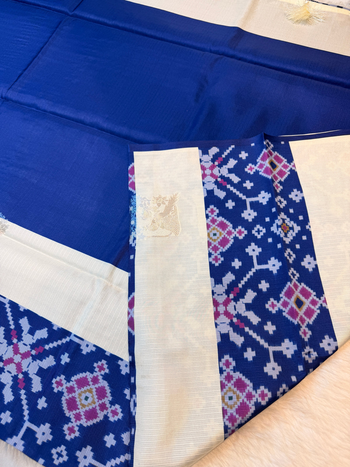 Premium Semi Pochampalli Silk-Blue