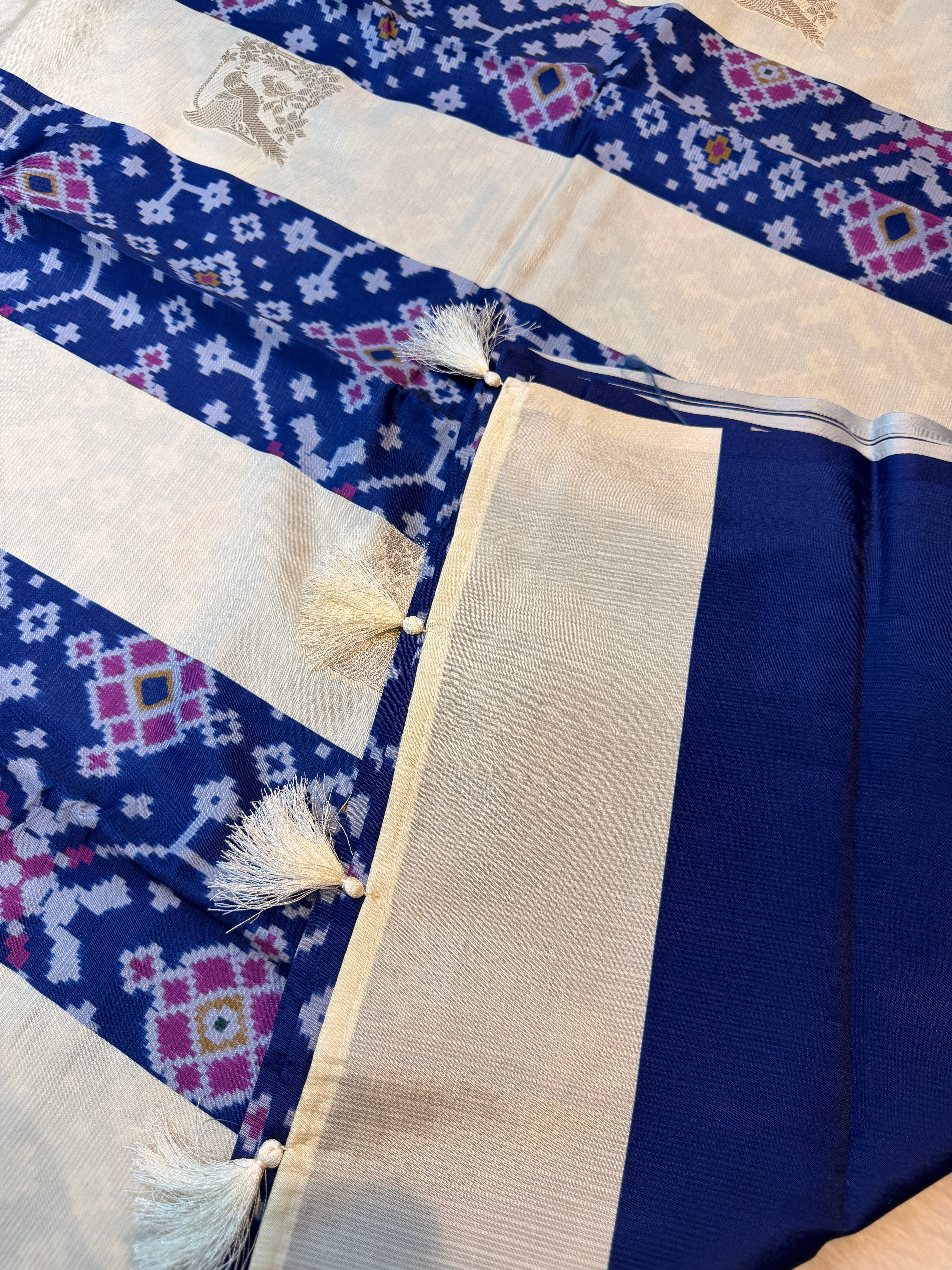 Premium Semi Pochampalli Silk-Blue