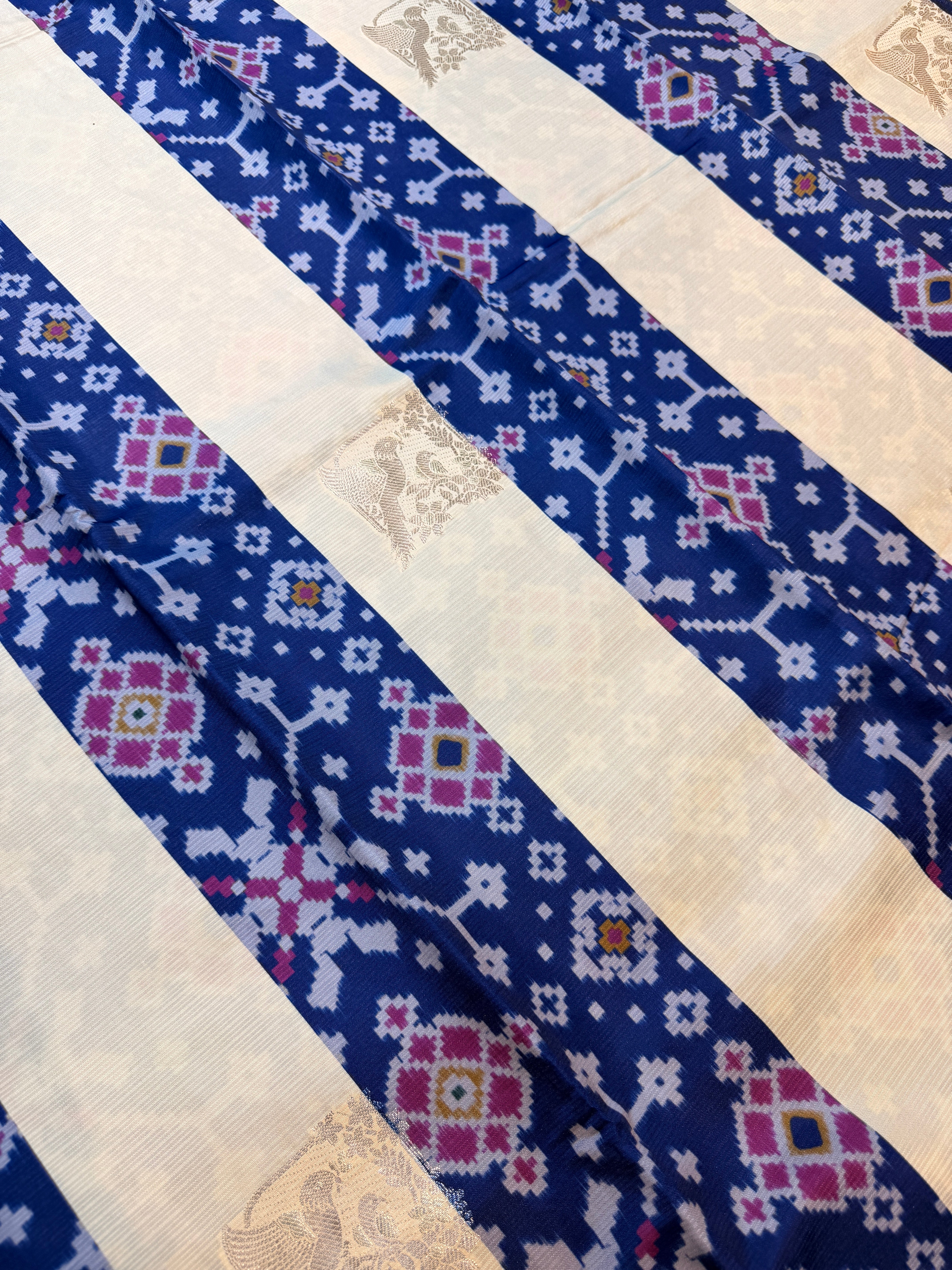 Premium Semi Pochampalli Silk-Blue