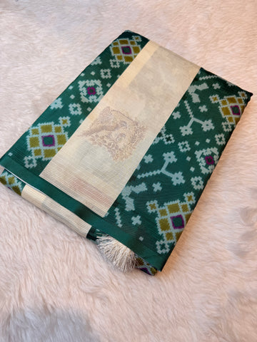 Premium Semi Pochampalli Silk-Green