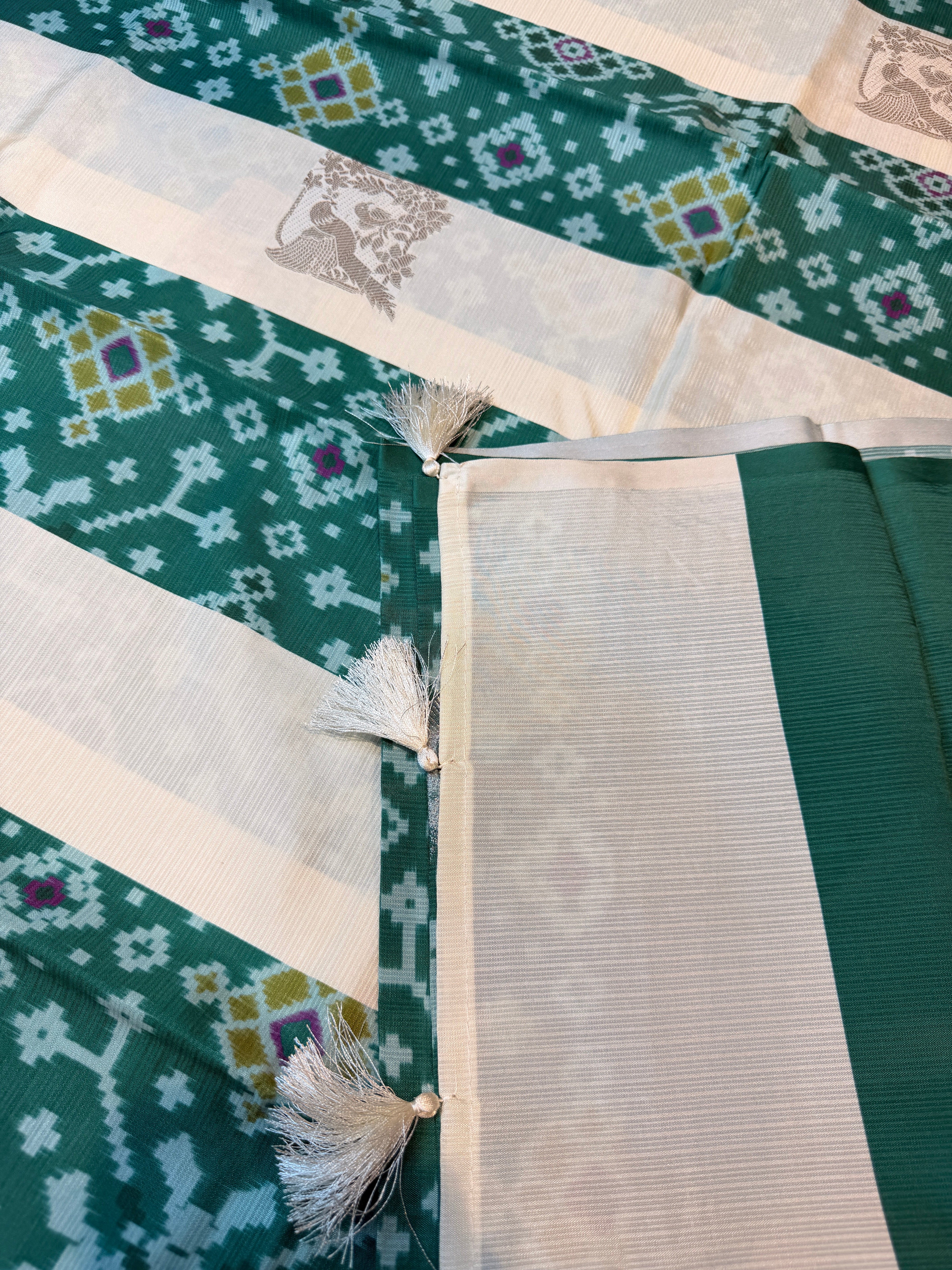 Premium Semi Pochampalli Silk-Green