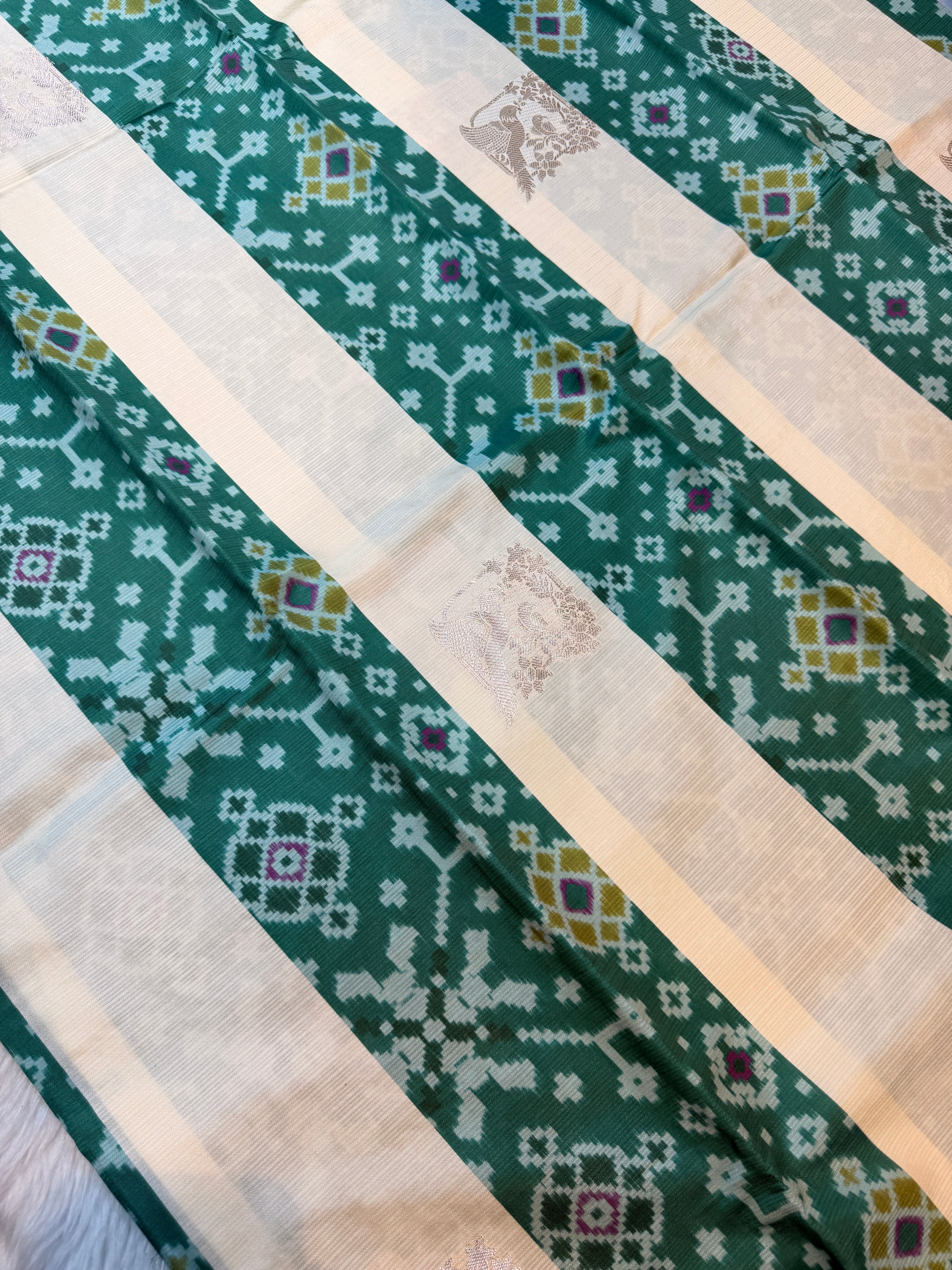 Premium Semi Pochampalli Silk-Green