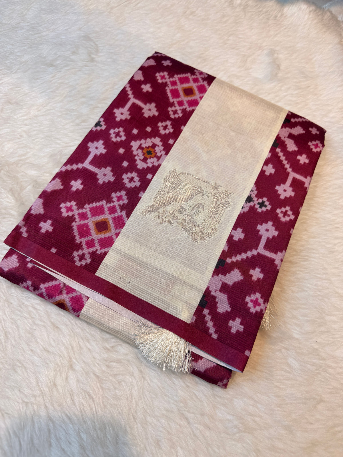 Premium Semi Pochampalli Silk-Wine