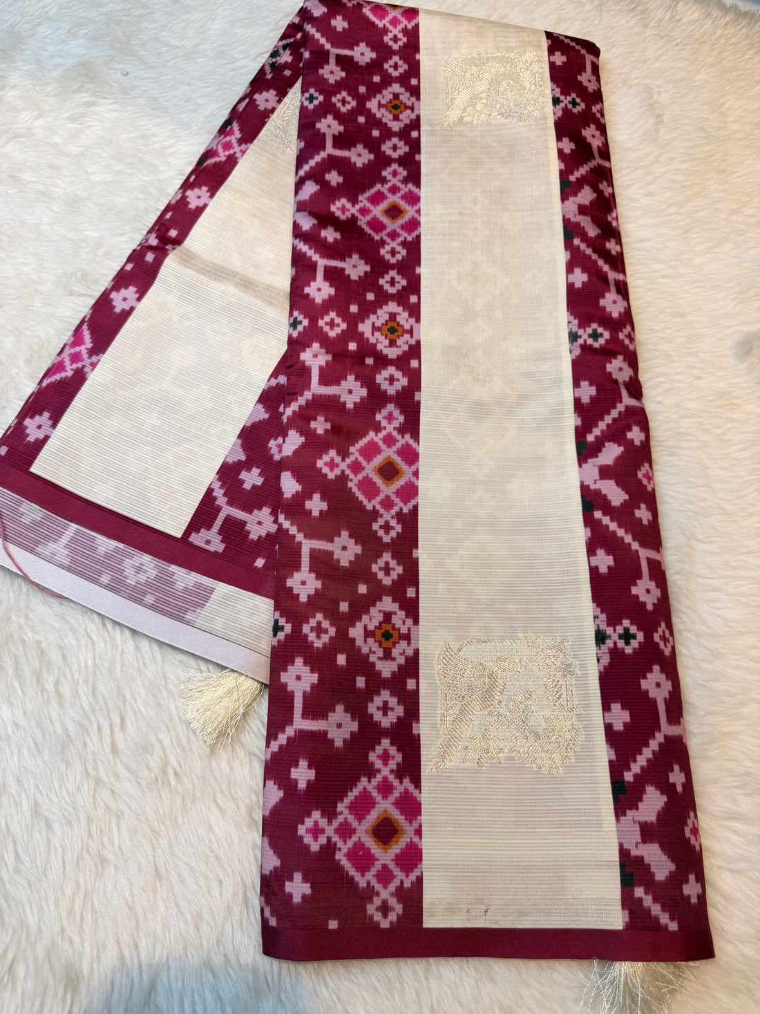 Premium Semi Pochampalli Silk-Wine
